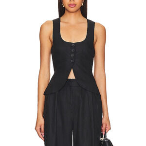 Faithfull The Brand 'Stanze' Black Linen Vest Size XS